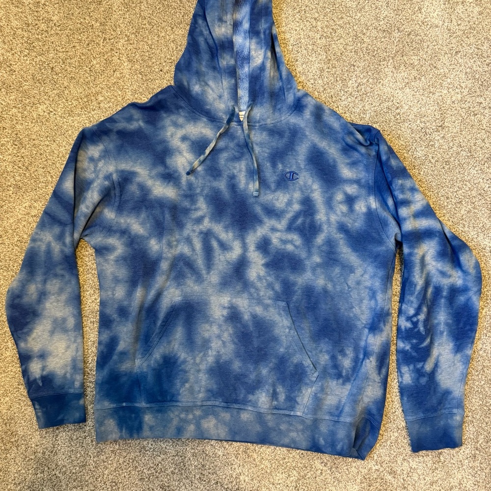 Champion Blue Tie-Dye Hoodie Size XL
